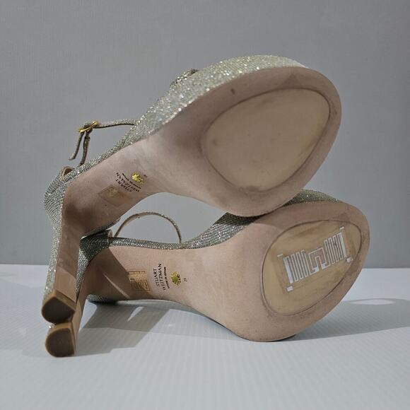 Stuart Weitzman Nudistcurve Hollywood Heel Womens Size 8 Platino Platform Sandal - Picture 12 of 15